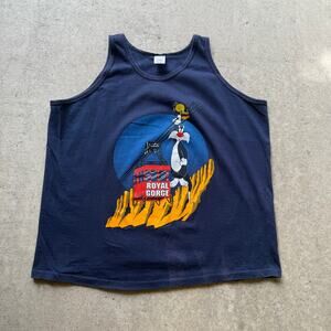 Men's Vintage 1995 Royal Gorge Colorado Looney Tunes Blue Tank Top Shirt Sz XL